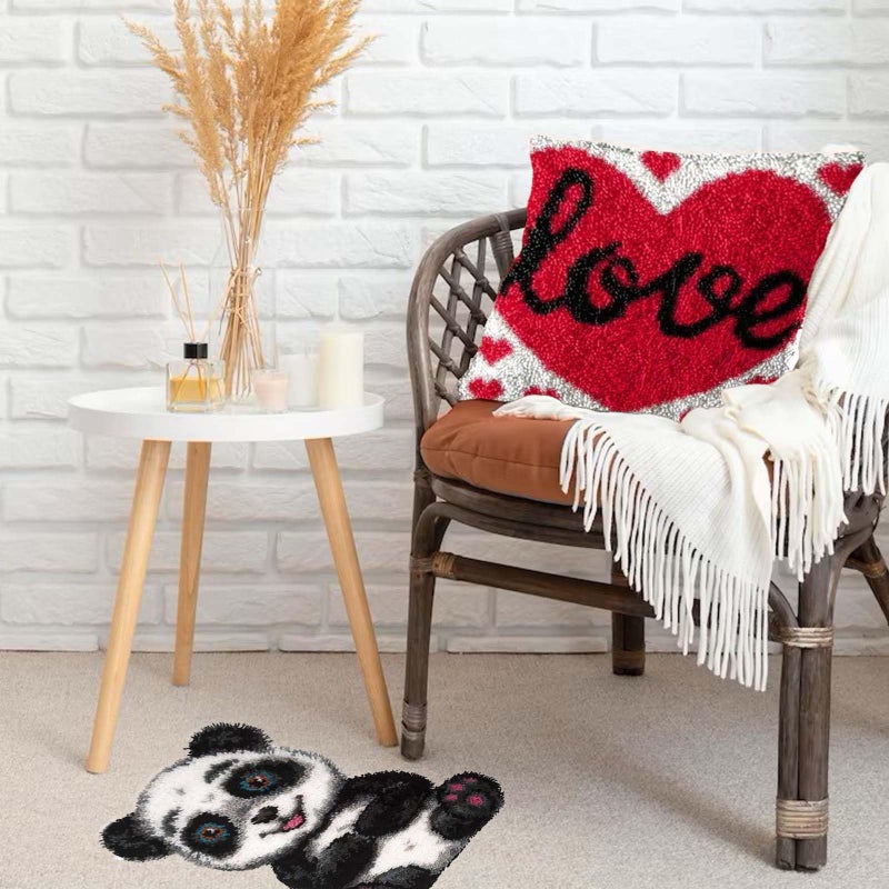 GemJelry Latch Hook Kits for Adults Kids DIY Love Pillow Cover Beginner Cross Stitch Kits with Preprinted Canvas Crochet Yarn Kits Creative Hand Craft Home Decoration 17'' X 17'' - Image 3